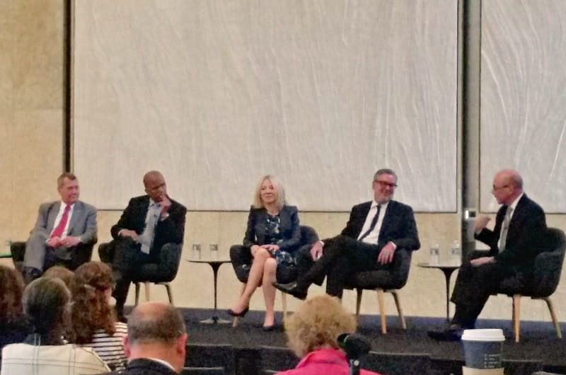 President John Fry speaking at a panel at the Barnes Foundation.
