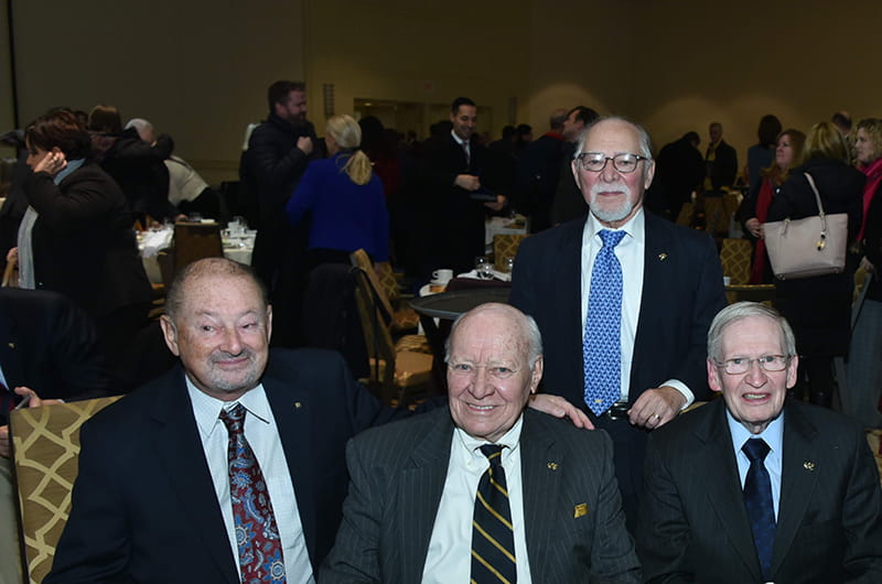 The four College of Engineering faculty members with a collective 210 years of working at Drexel. From left to right: Peter Herczfeld, PhD; Joseph Mullin, PhD; Edwin Gerber, PhD; and Eli Fromm, PhD. 