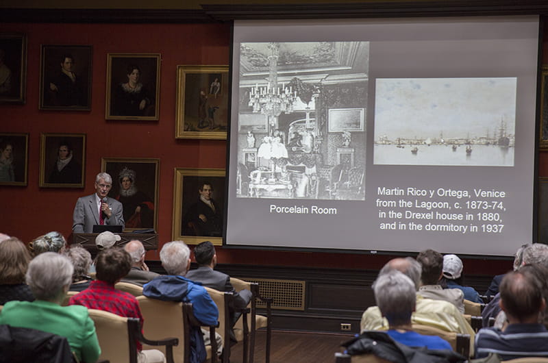 Charles Morscheck, PhD, during his talk in the A.J. Drexel Picture Gallery on June 6.