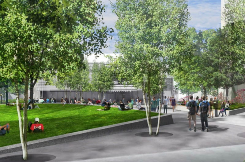 A rendering of what the Korman Quadrangle will look like upon completion this fall. 