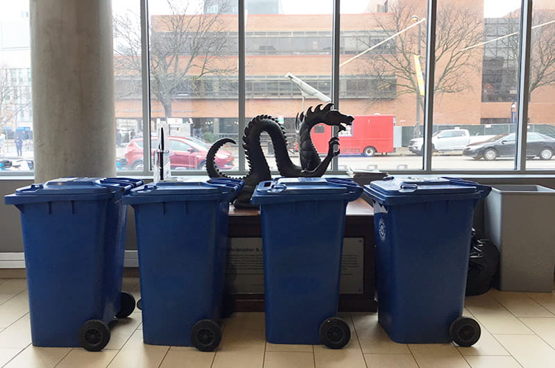 The Feb. 20 RecycleMania event on University City Campus featured lots and lots of recycling bins.