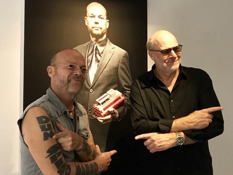 Austrian artist Wolfgang Flatz (pictured with Eric Zillmer), world-famous for his provocative action art, has his own museum in Dornbirn and we were lucky to find him in attendance during a gallery reception.
