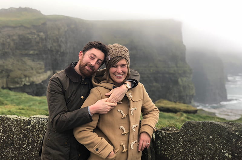 Jeff Apruzzese and his wife Paige Holbrook at the Cliffs of Moher from a trip to Ireland over the winter break.