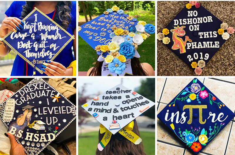 Some of the commencement cap contest entries.