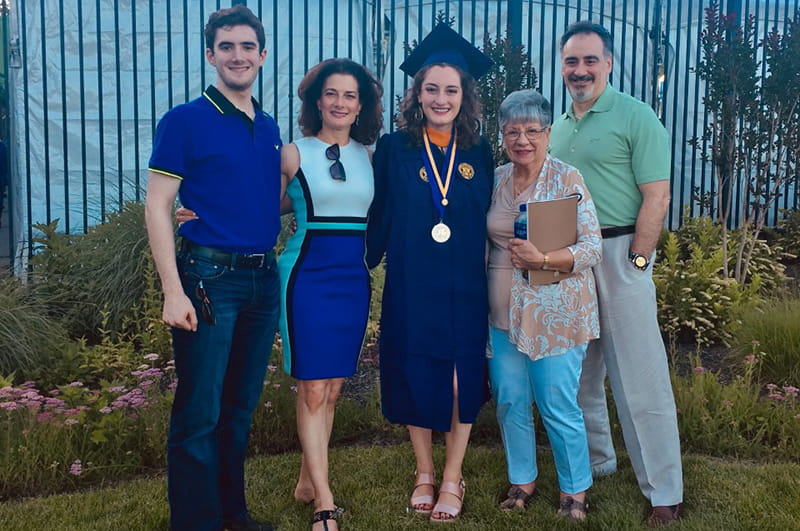 Lisa Santore Daughen, chairperson of the Drexel Family Association, with her family at her daughter's graduation from Drexel.