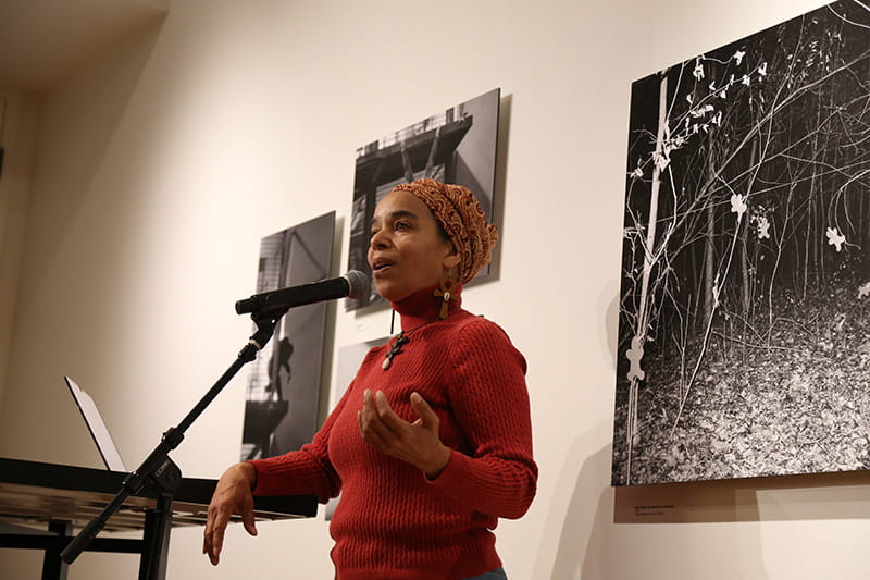 Andrea Walls, a writer and multi-media artist as well as lifelong Philadelphia currently residing in Overbrook, giving a presentation about her work while in residence at The Study hotel.