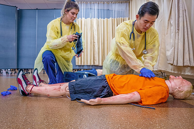The Disaster Simulation lab is a required rite of passage for all of Drexel’s Bachelor of Science in Nursing (BSN) students, and is a key component of the class titled “Population Health Concepts.” It simulates the worst-case, yet realistic scenarios that nurses might come across in their career.