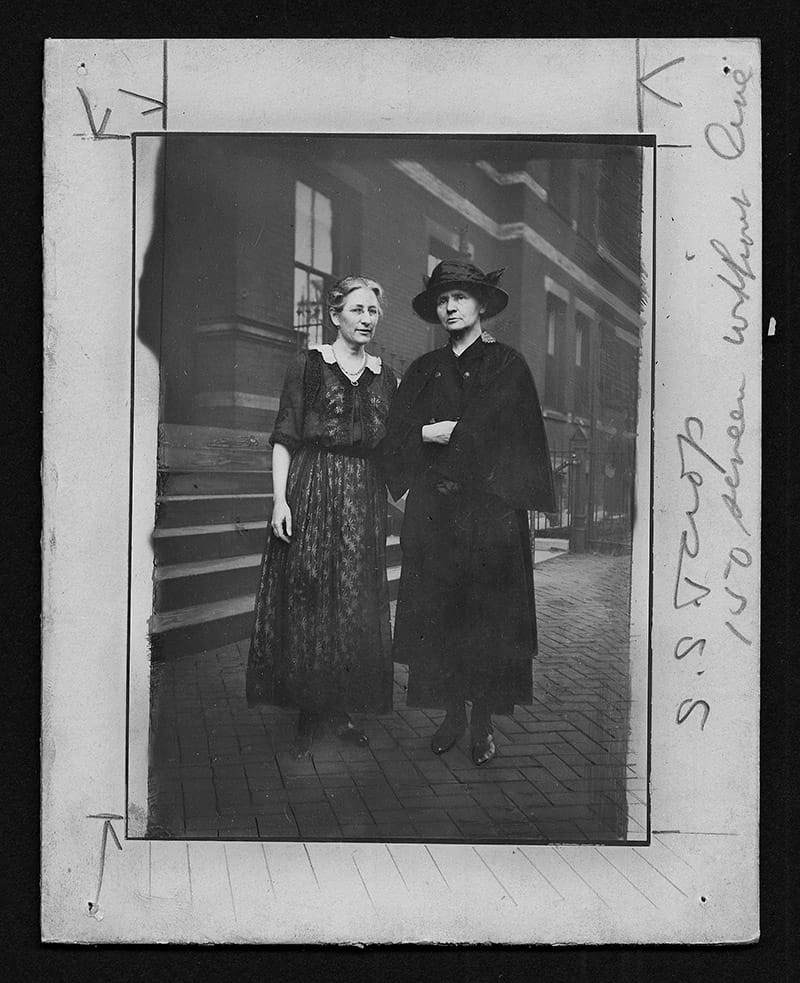 WMCP Dean Martha Tracy, MD 1904, left, with Marie Curie in 1921. Photo courtesy Legacy Center Archives, Drexel College of Medicine.
