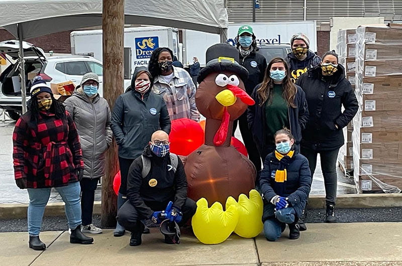 Dragons at the Dec. 18 Philadelphia Distribution Day event, in which turkeys were shared with local community organizations.