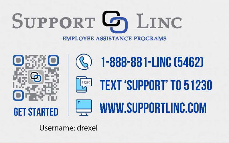 SupportLinc's QR code and other resources. Photo courtesy Jacob Bononcini.