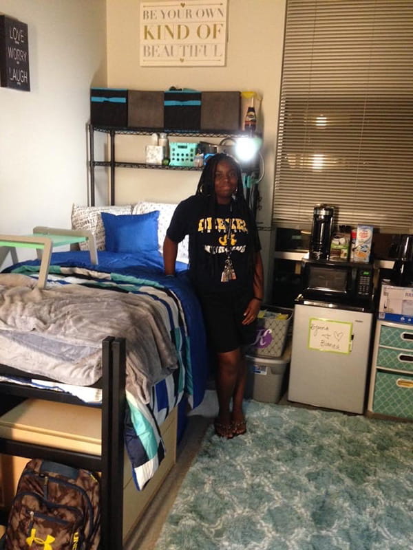 Bynum in her freshman year dorm room in Millennium Hall.