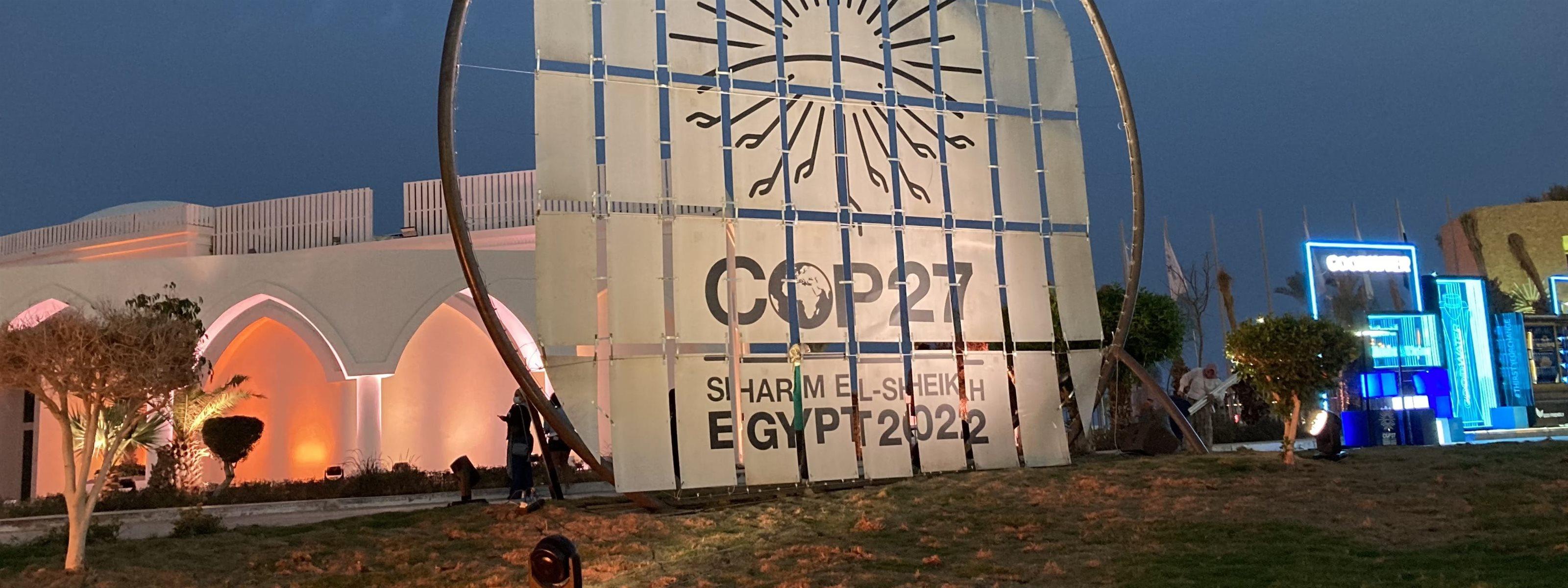 Sign outside COP27 in Egypt