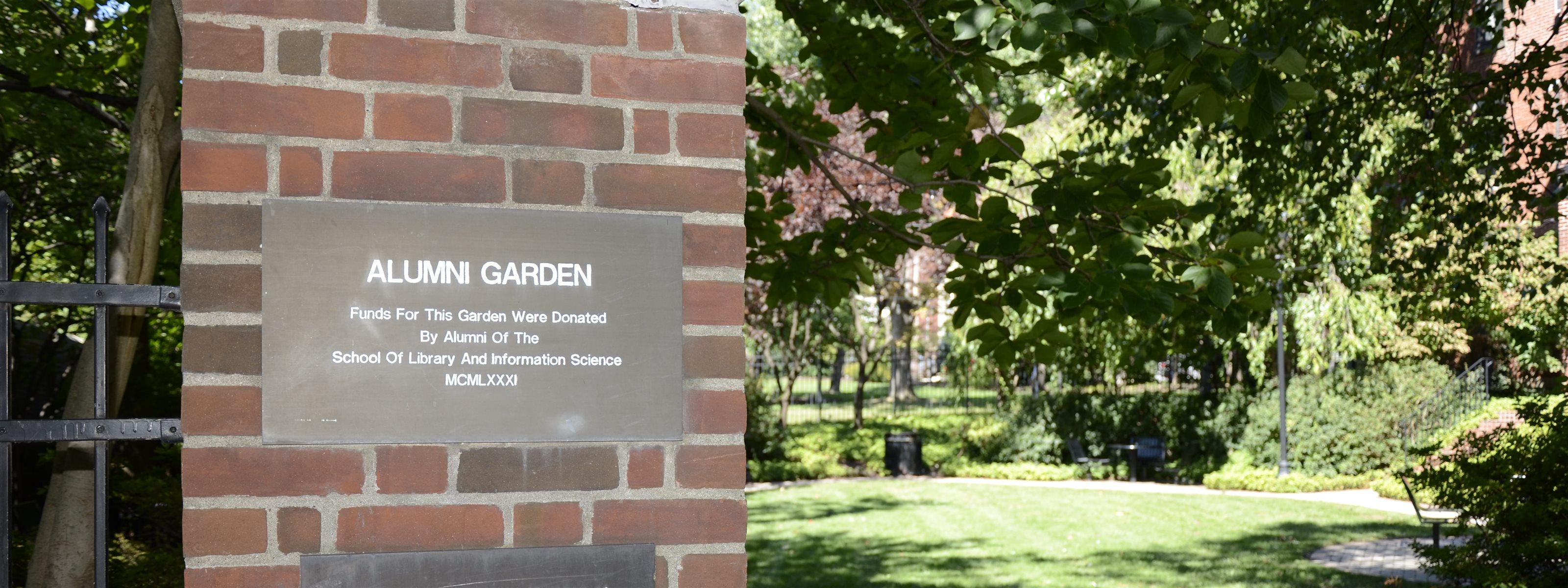Alumni Garden near the Rush Building