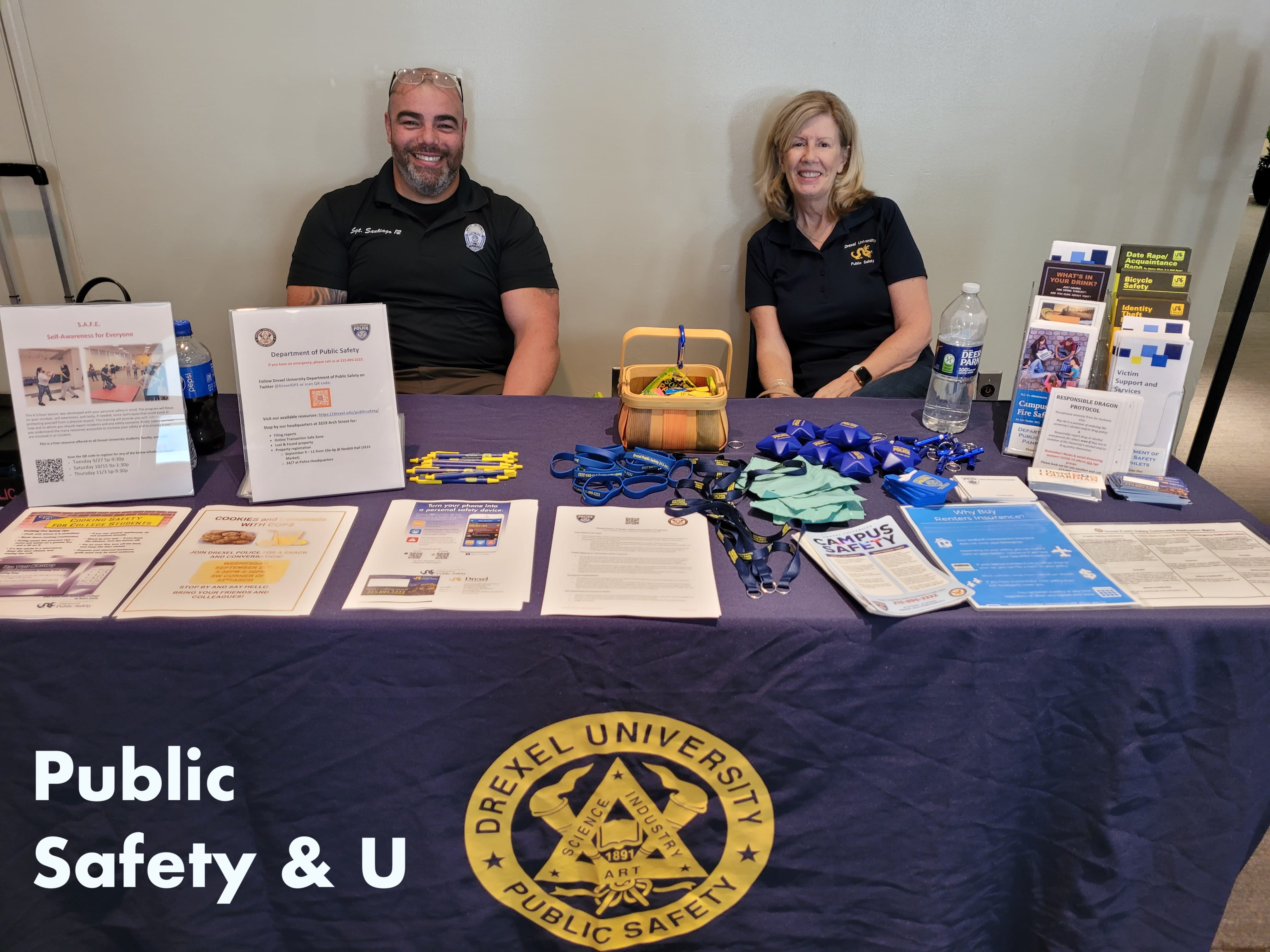Drexel Public Safety tabling at the 2022 Welcome Week resource fair.