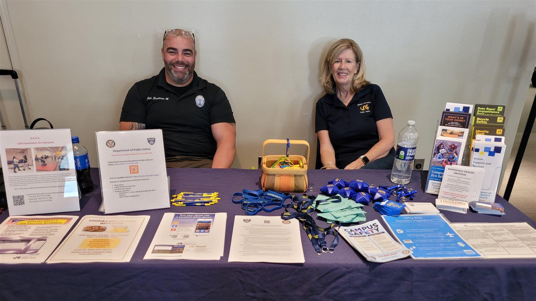 Drexel Public Safety tabling at the 2022 Welcome Week resource fair