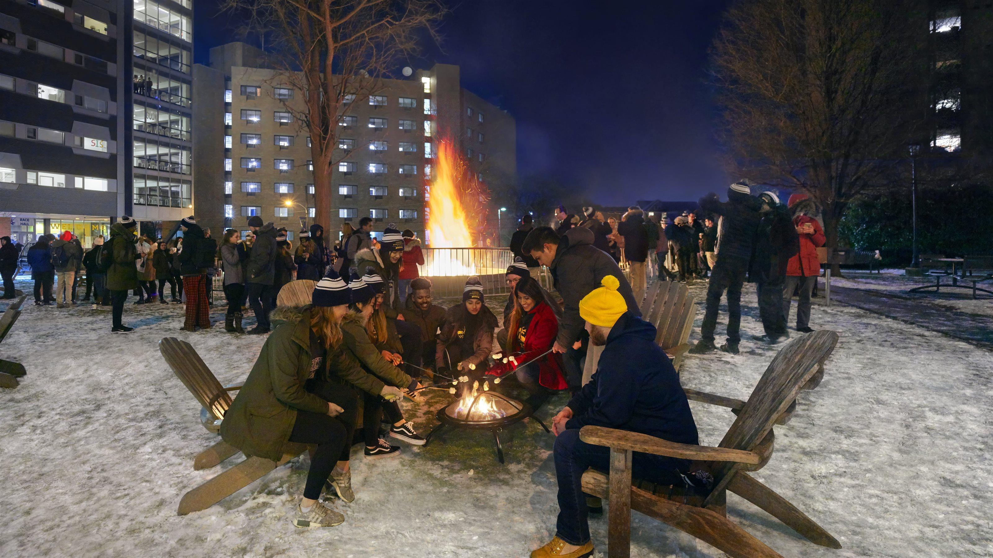 Students at the 2019 bonfire