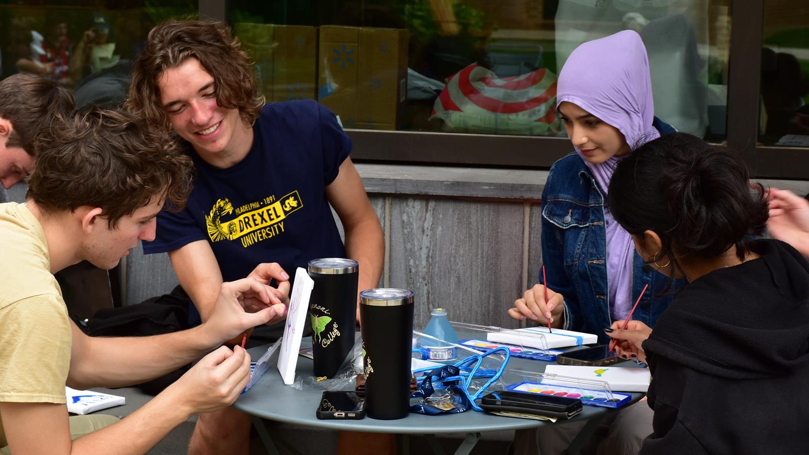 Honors College students doing crafts