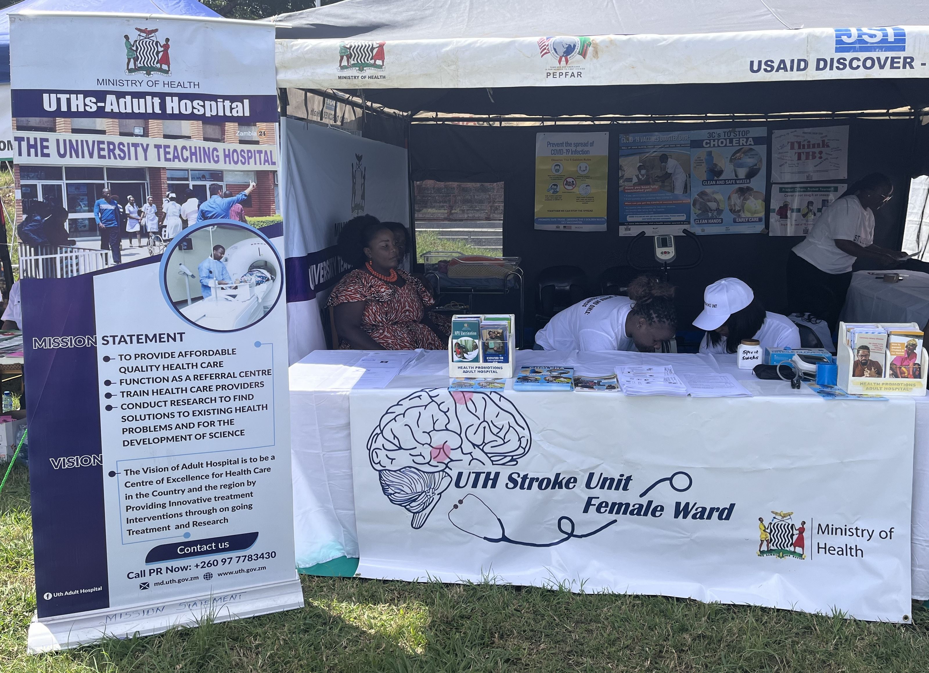Booth promoting the stroke unit at an International Women’s Day event in Lusaka