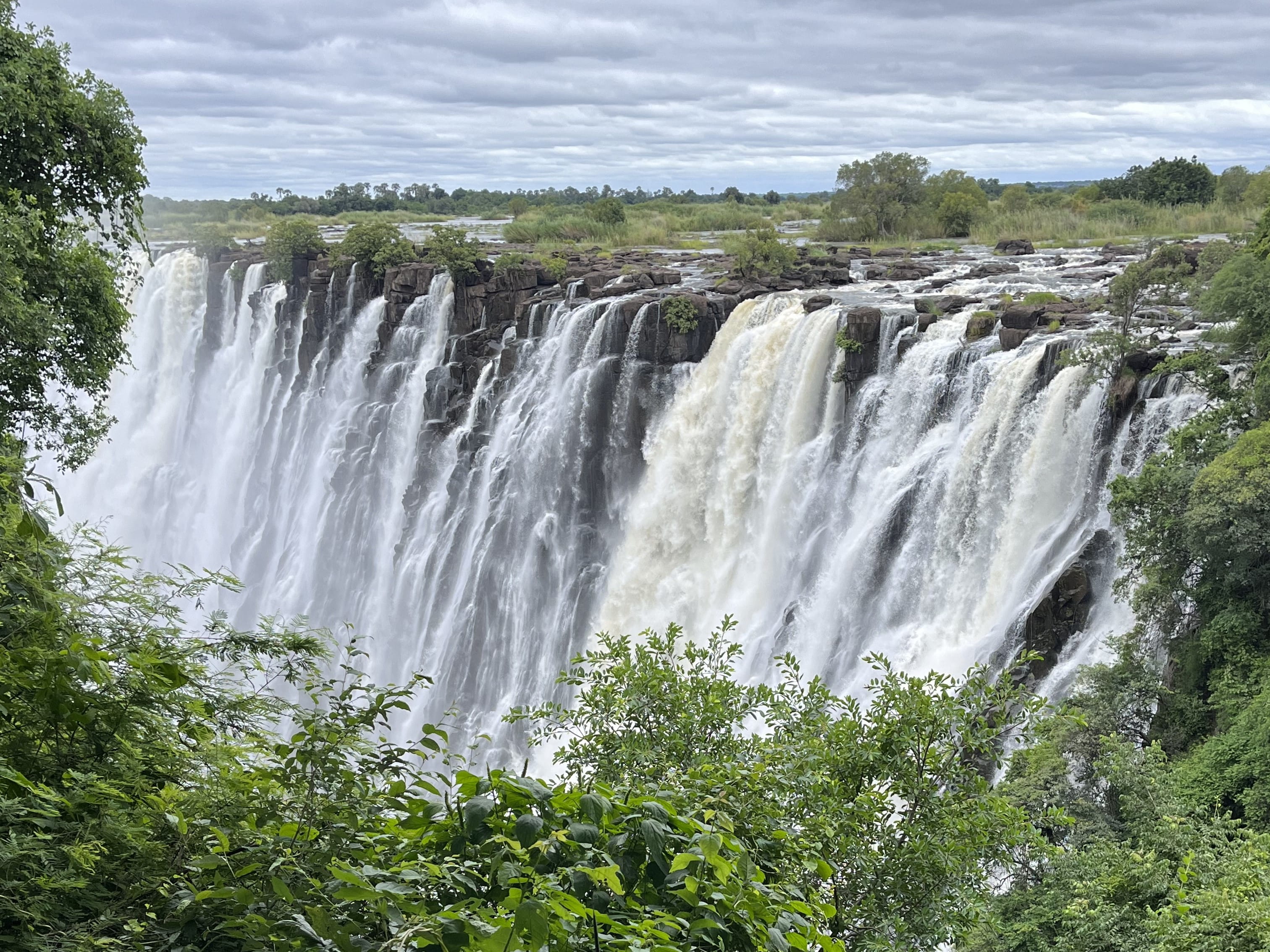 Victoria Falls from the Zambian side during rainy season.