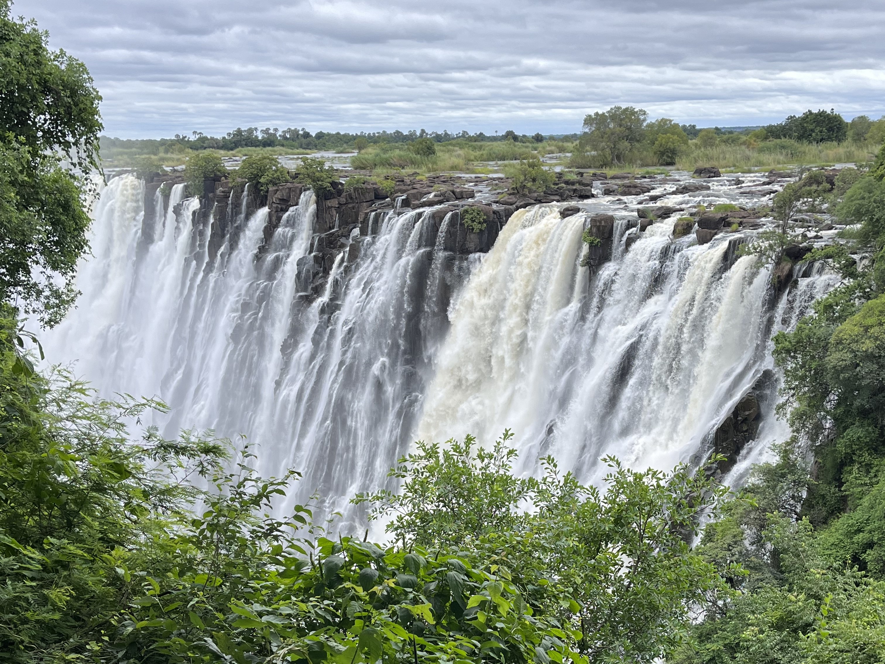Victoria Falls from the Zambian side during rainy season.