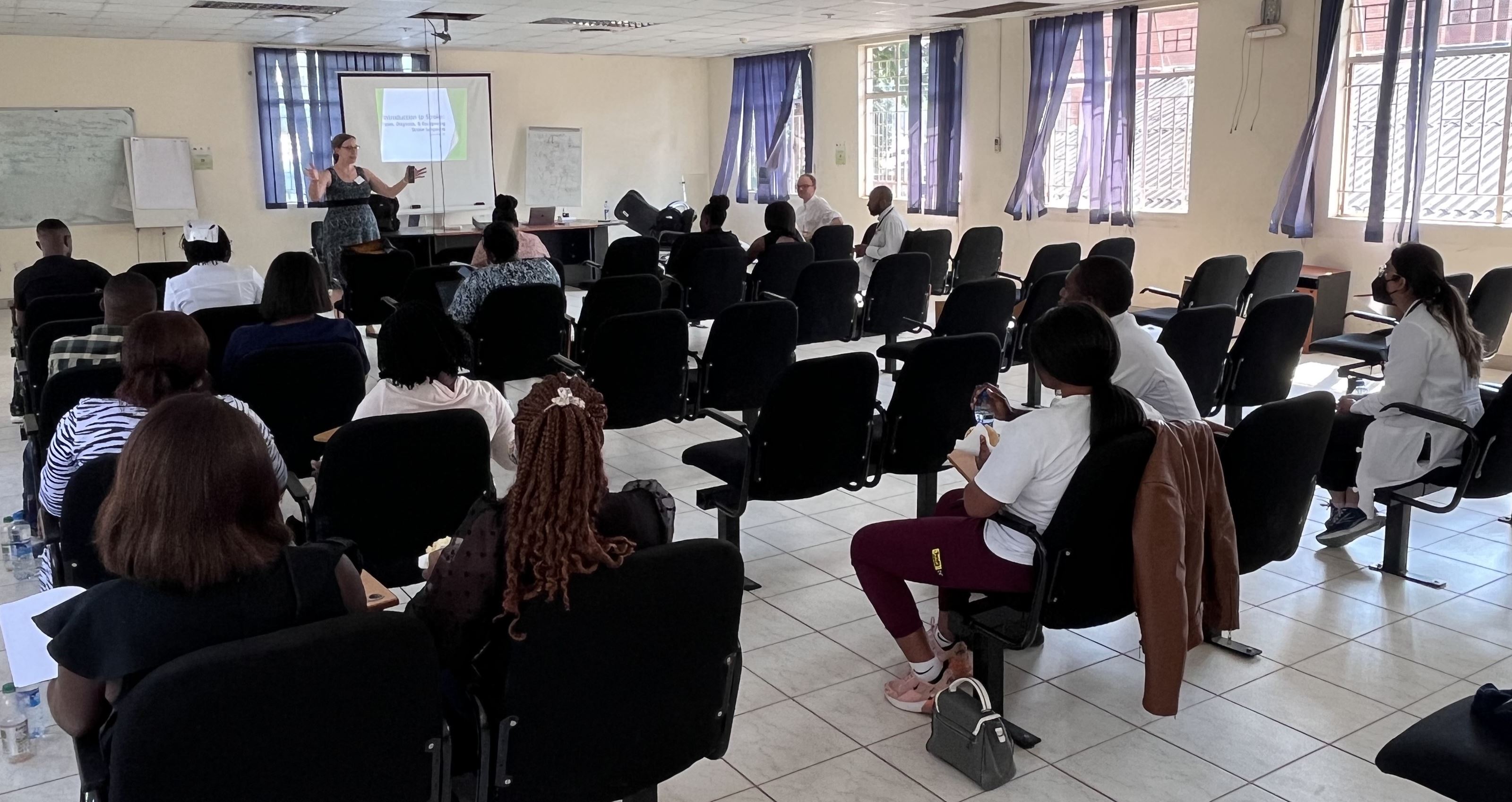 A training session for stroke nurses at the University Teaching Hospital in Lusaka, Zambia.