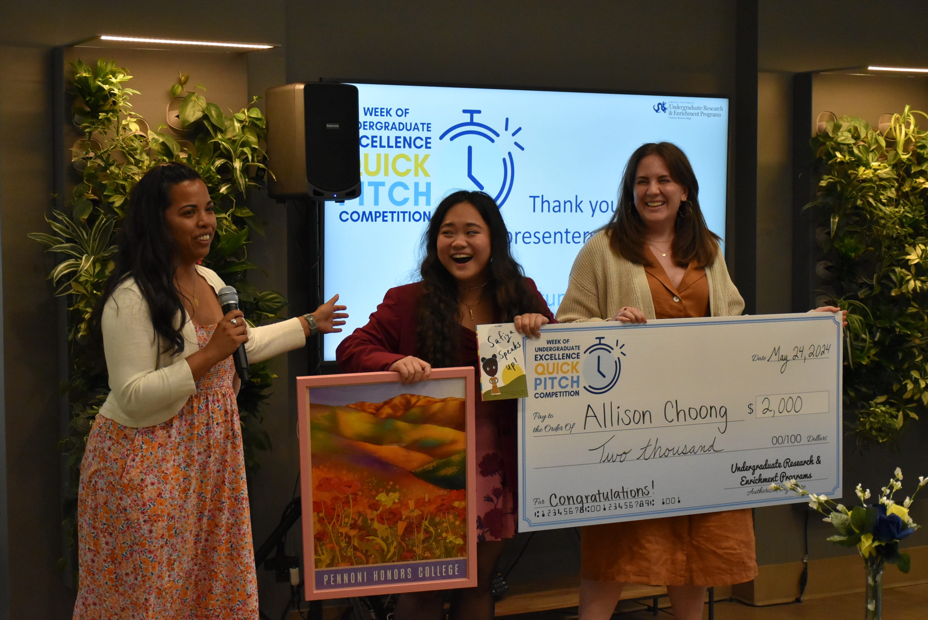 Allison Choong being announced as the 2024 WUE Quick Pitch Winner 