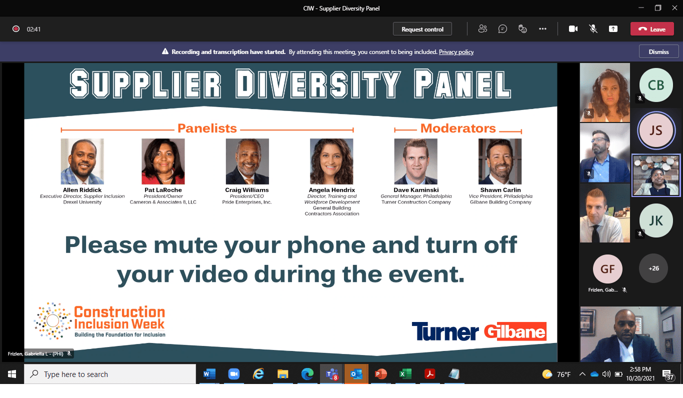 Construction Inclusion Week Supplier Diversity Panel