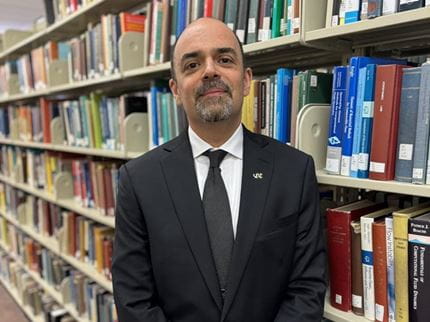 Pedro Raposo in Hagerty Library stacks, 2026