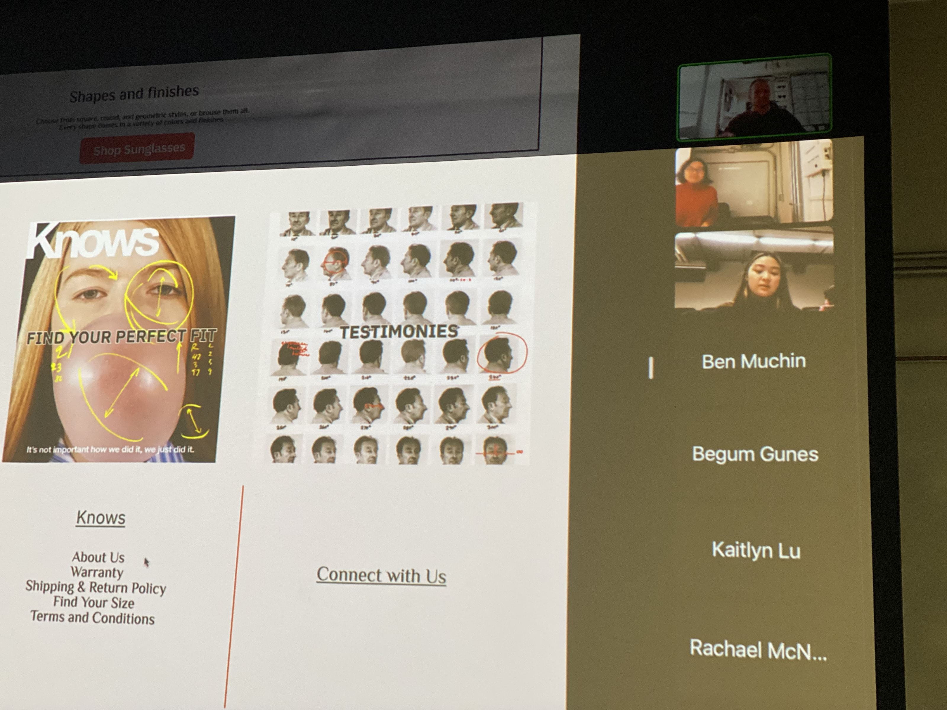 A Zoom call with representatives from Knows Eyewear