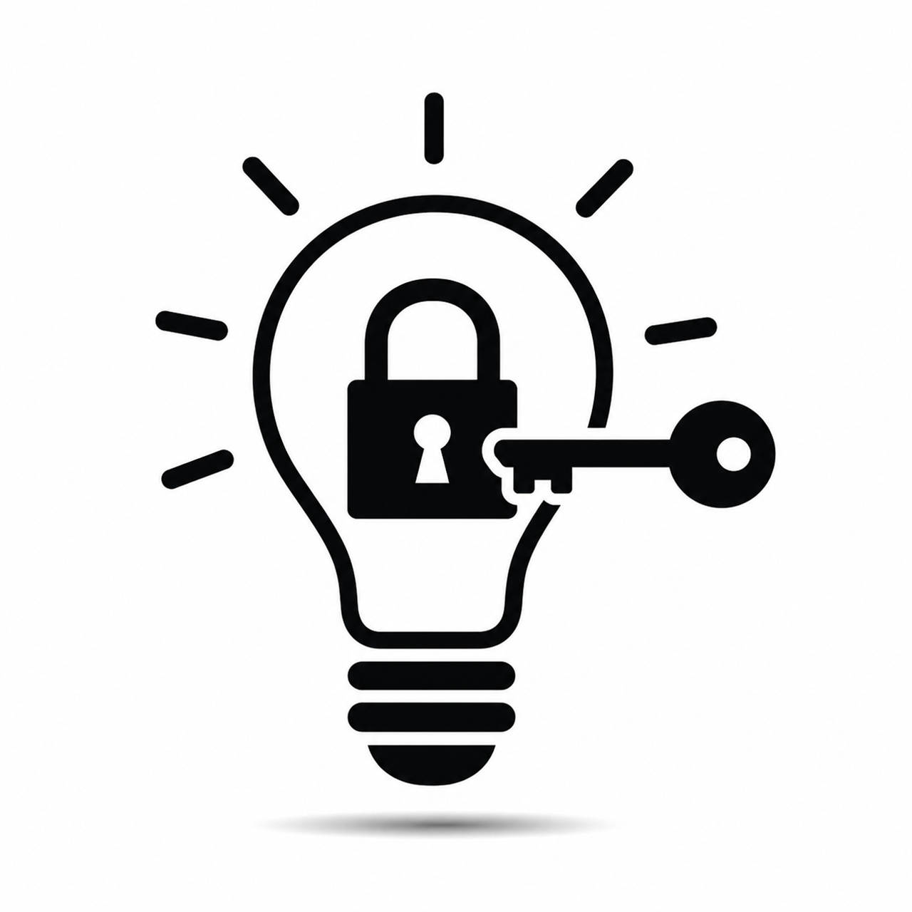 A lightbulb with a lock and key in it