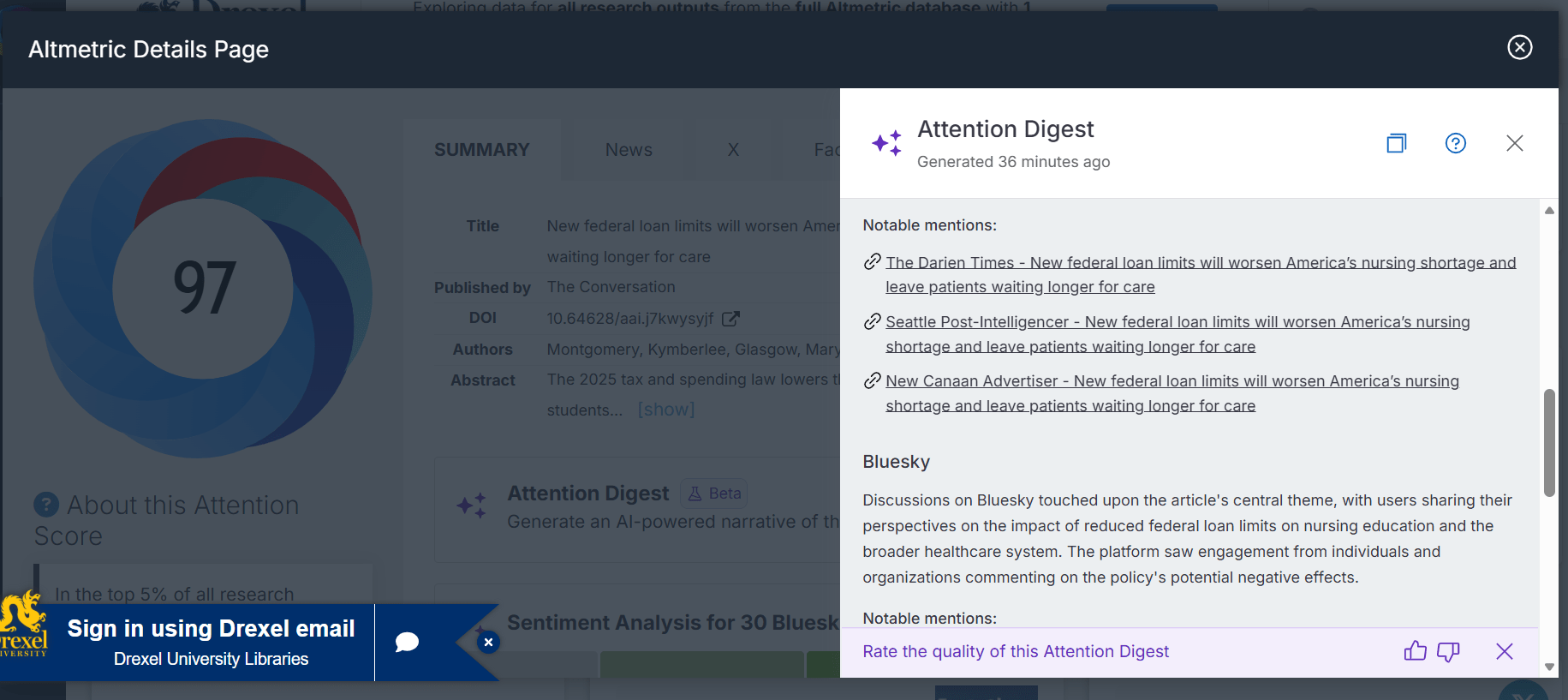 Altmetric screenshot
