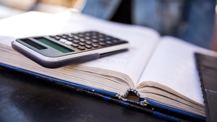 calculator on math book