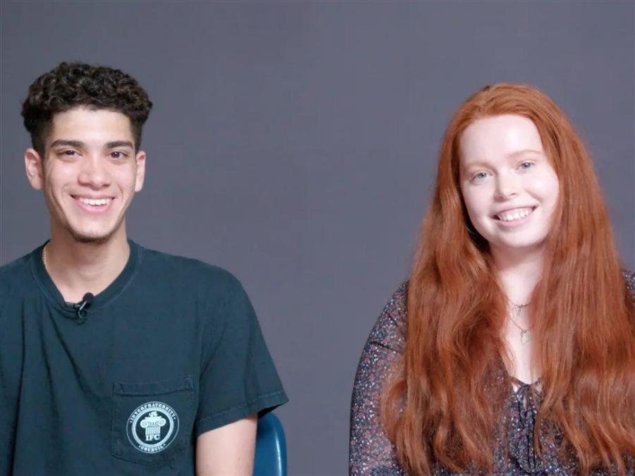 Two students smiling 