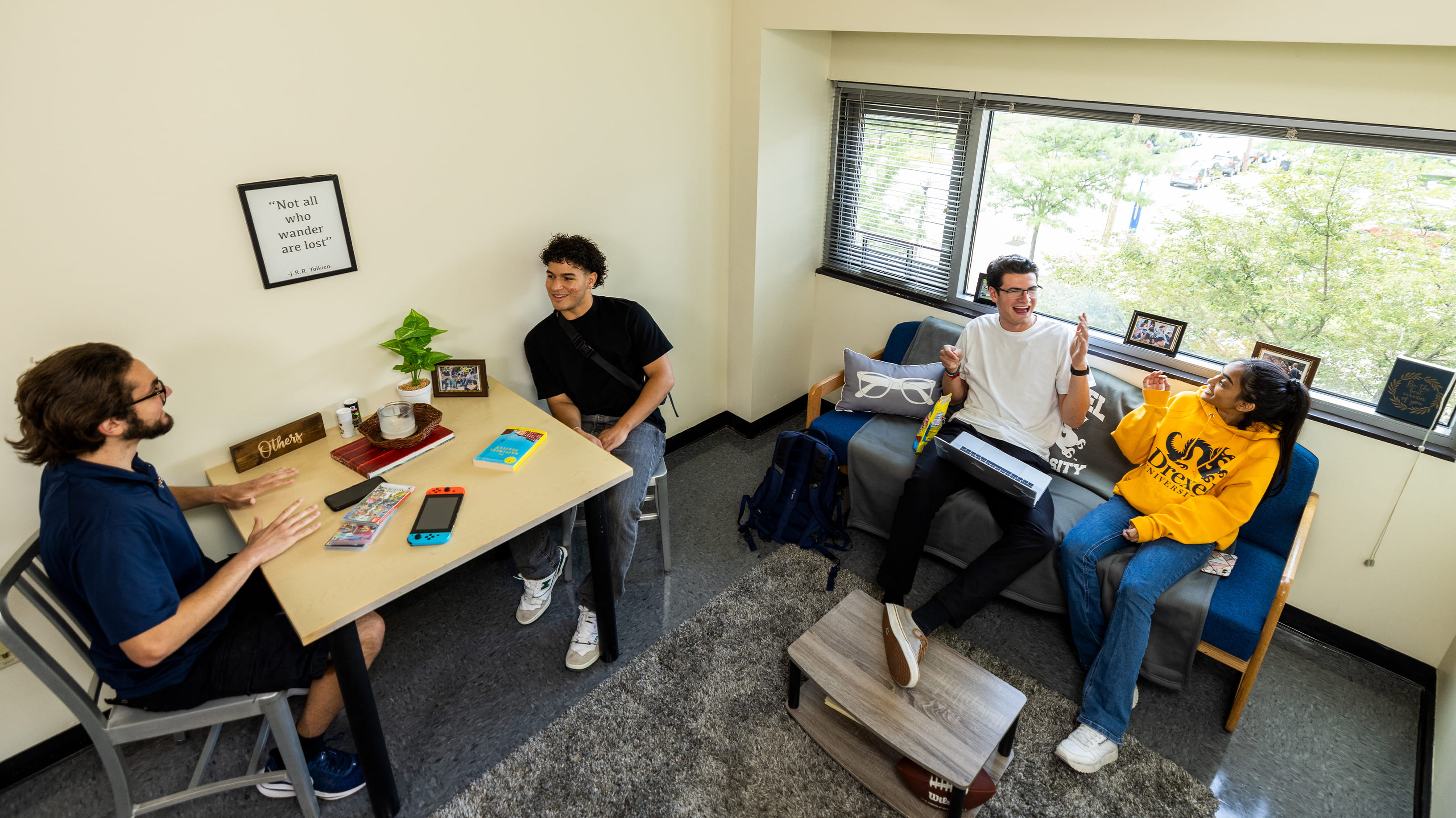 race students in lounge area