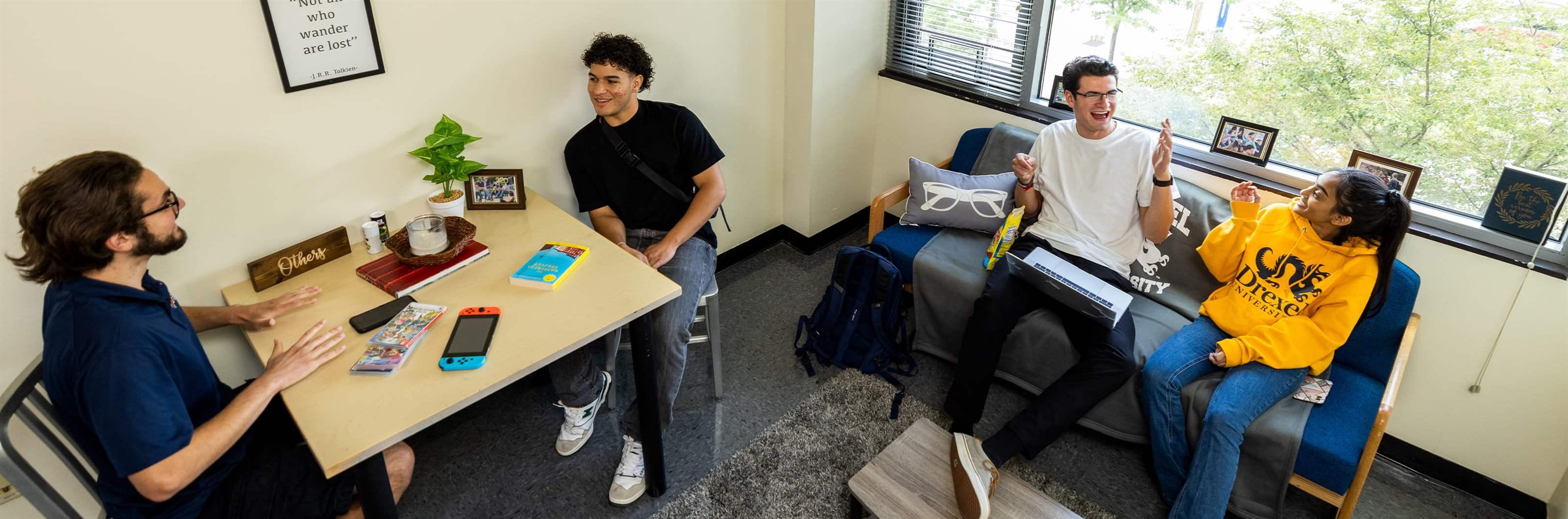 race students in lounge area