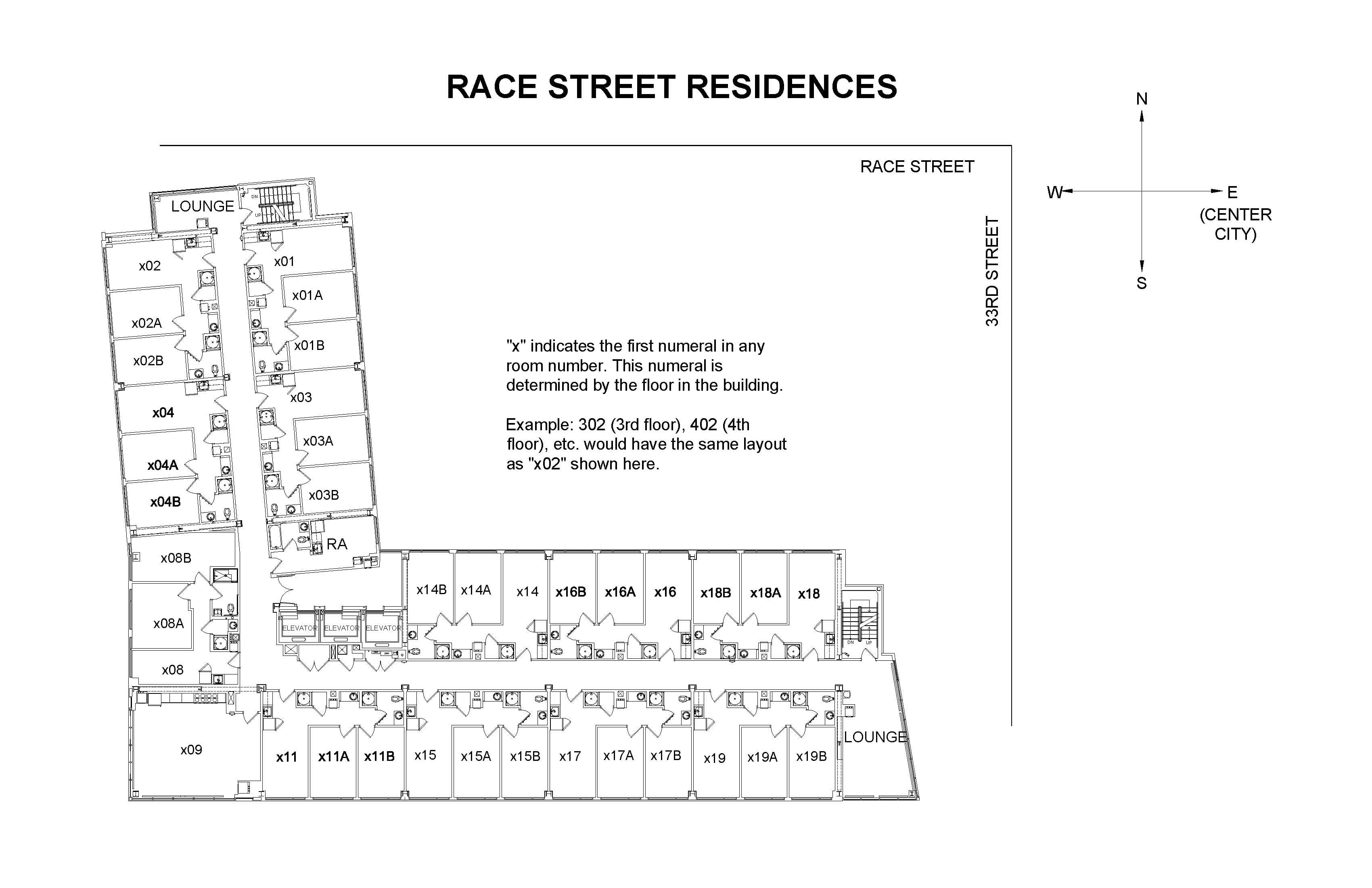 Floor plan of Race Hall