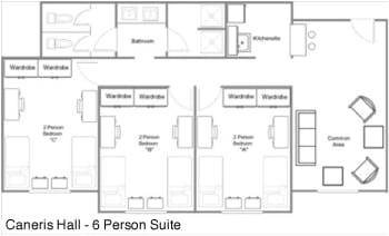 Caneris Hall 6 Person Suite Floor Plan