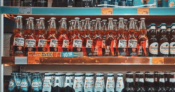 beer being sold in a grocery store