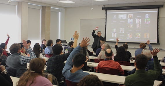 Census Director Robert Santos surveys the audience at Drexel