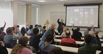 Census Director Robert Santos surveys the audience at Drexel