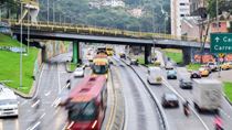 Bogota Colombia highway with cars and buses