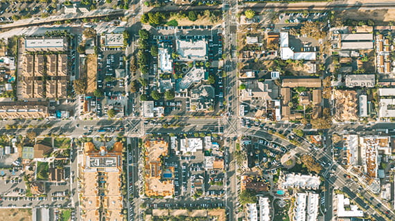 view of a city from above