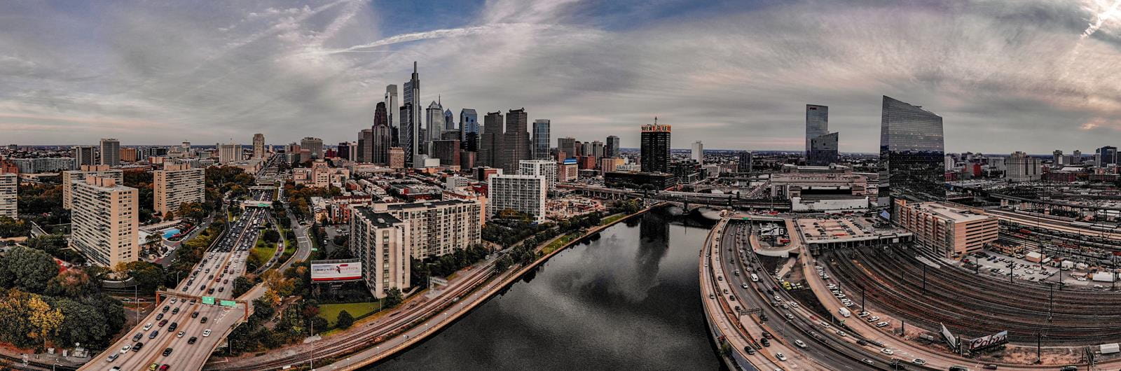 Philadelphia skyline from above the Schuylkill River