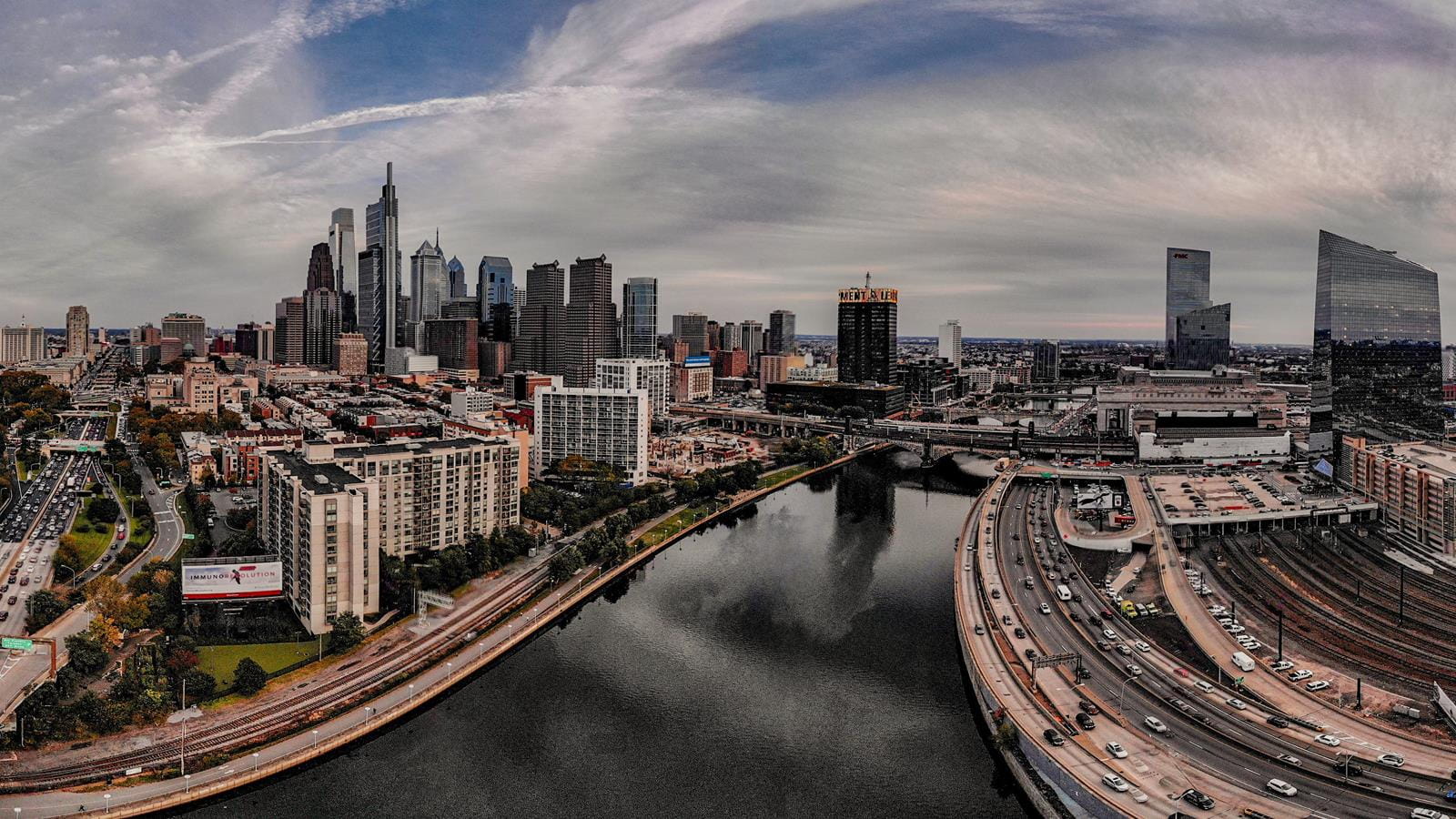 Philadelphia skyline from above the Schuylkill River