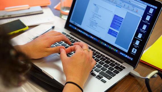 Student working on computer