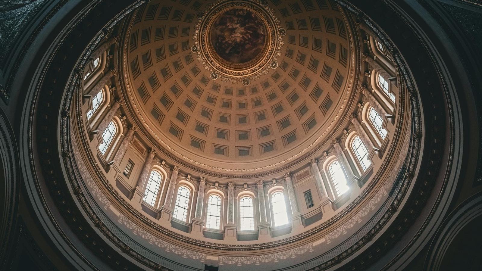 Looking up inside the Wisconsin state capitol dome