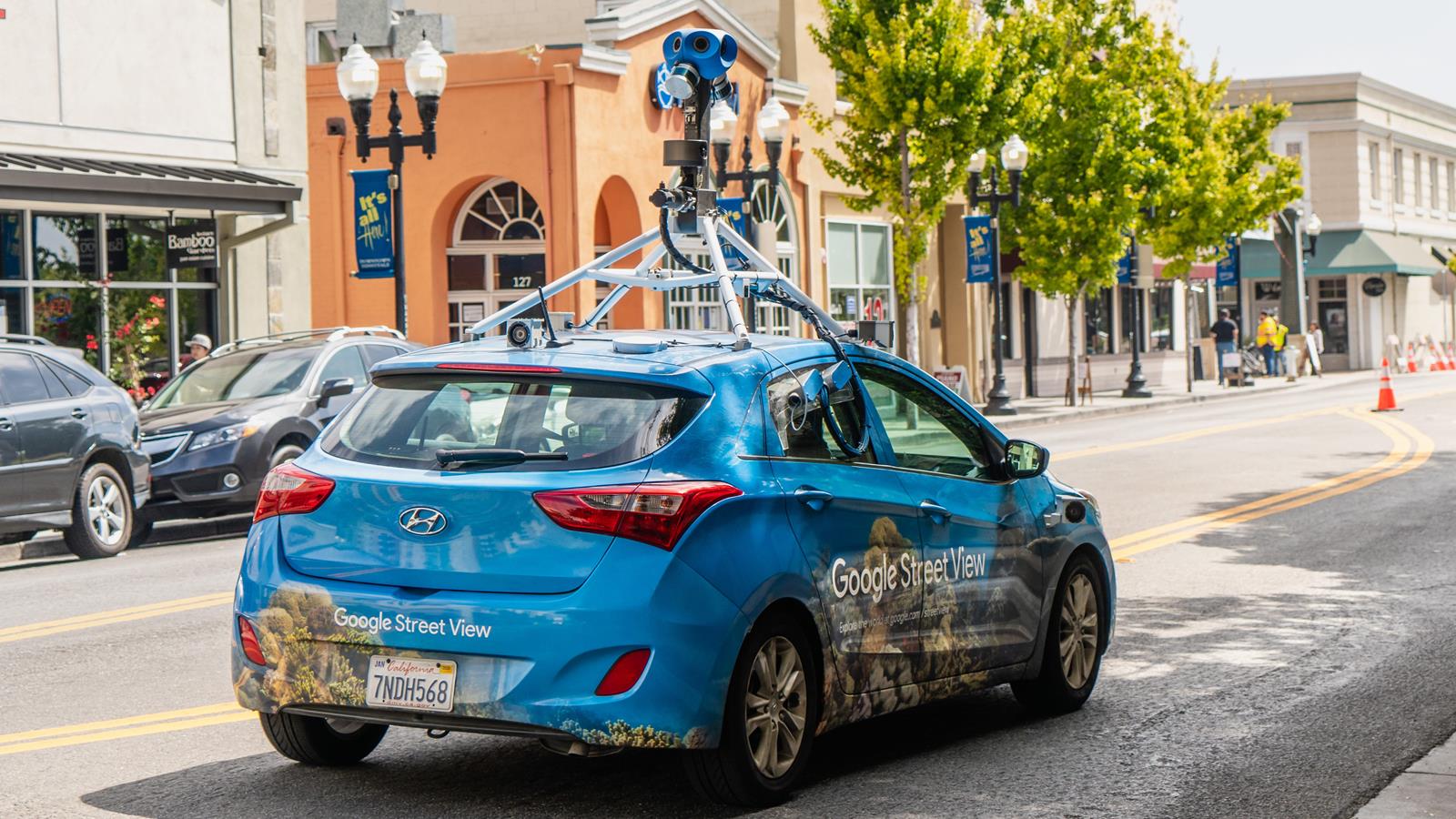Google street view car with camera on the roof