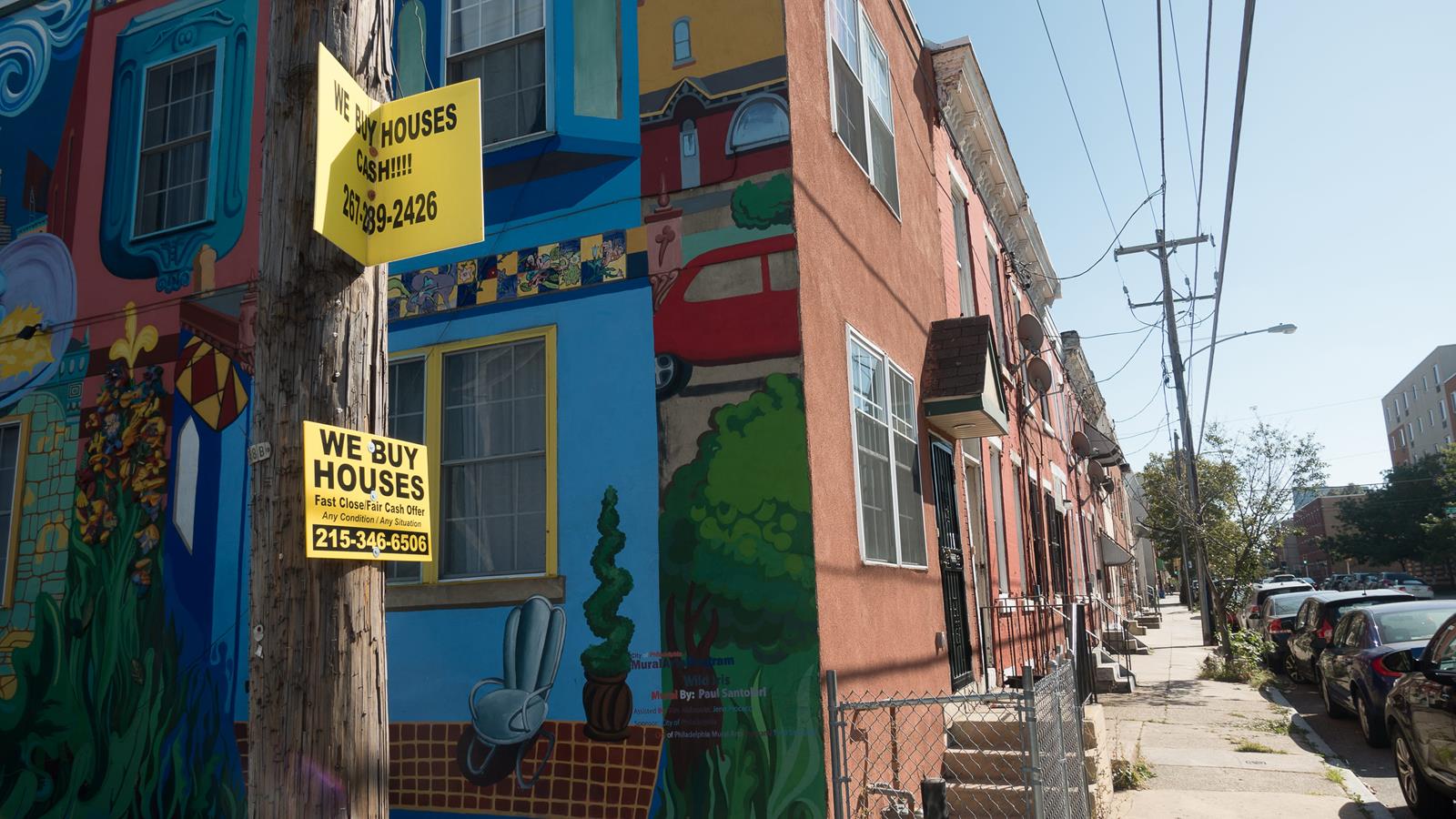 Row of homes in Mantua neighborhood of Philadelphia