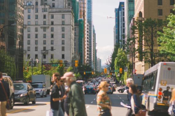 people walking through intersection