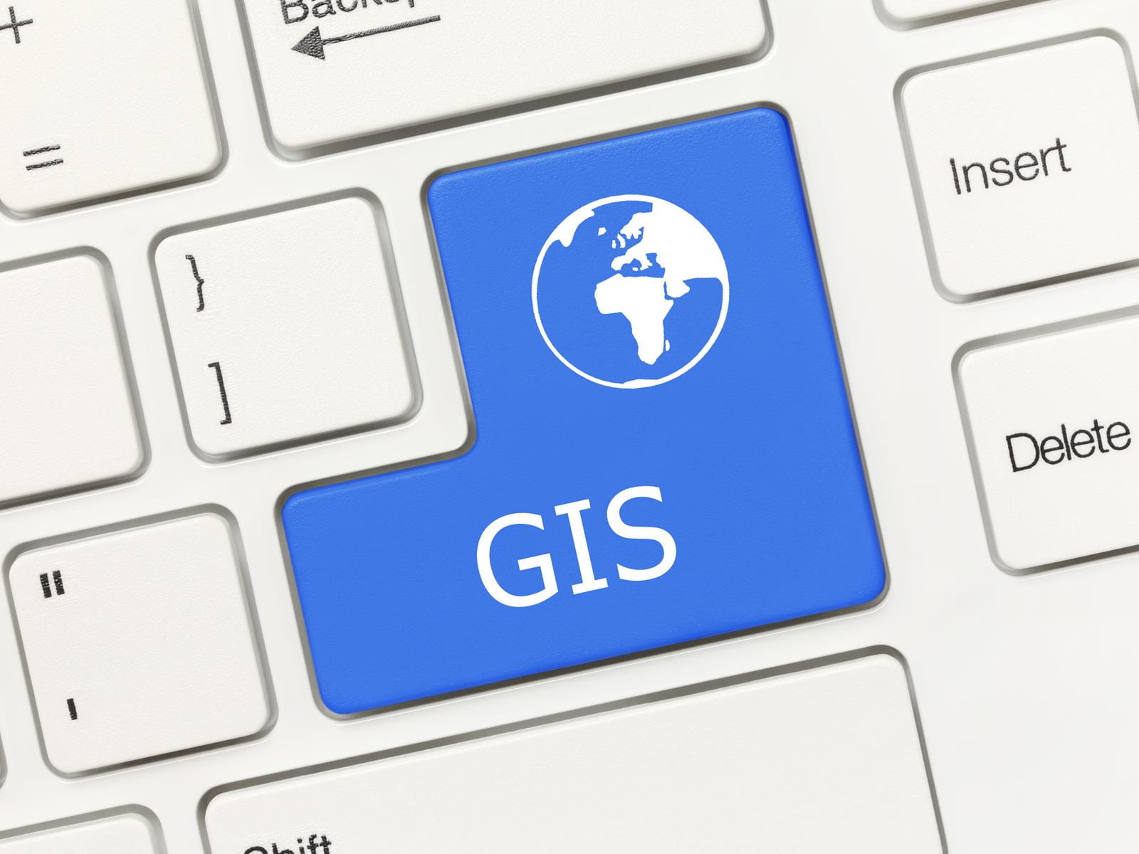 conceptual keyboard with blue GIS key
